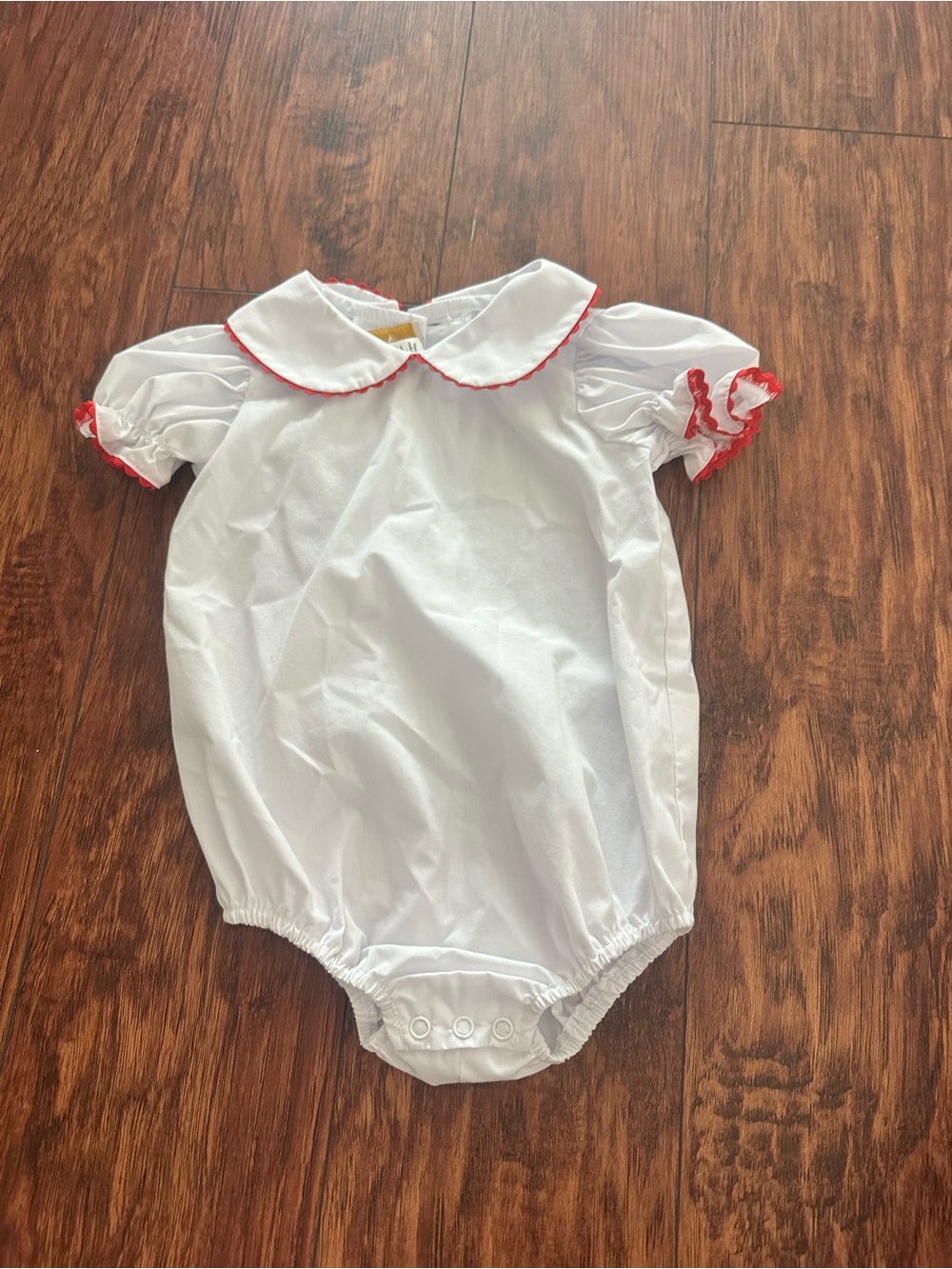The Beaufort Bonnet Company White One-Piece with Red Trim Peter Pan Collar